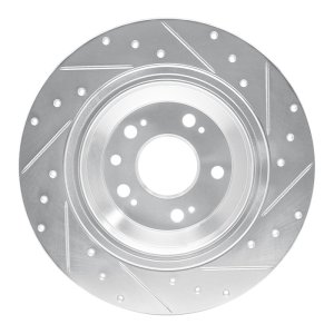 Acura TL Brake Rotor (1) - Rear Left - R1 Concepts - Drilled & Slotted - Silver - `09-`14